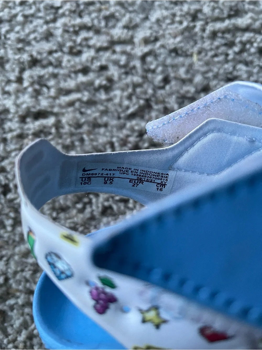 Nike Kids' Light Blue Sandal Slides with Printed Heel Strap